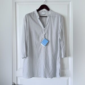 NWT Columbia 100% Cotton Lightweight Grey Striped Tunic Top